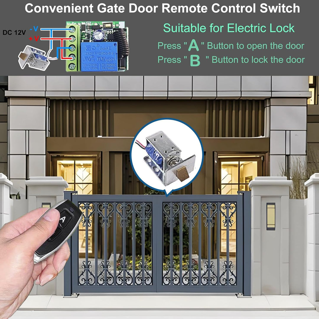 QIACHIP DC 12V Funkschalter mit Fernbedienung 433 MHz Funk Relais 1 Kanal Momentary Switch, Sender E