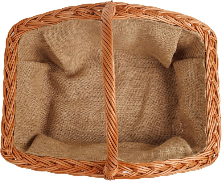 BOGATECO Weidenkorb mit Henkel, rechteckig | Kaminkorb 60x40x28 | Handgewebt, massiv | Holzkorb mit