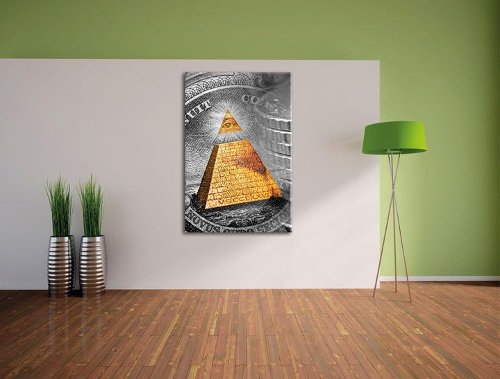 Pixxprint Illuminati Pyramide als Leinwandbild/Grösse: 120x80 cm/Wandbild/Kunstdruck/fertig bespannt