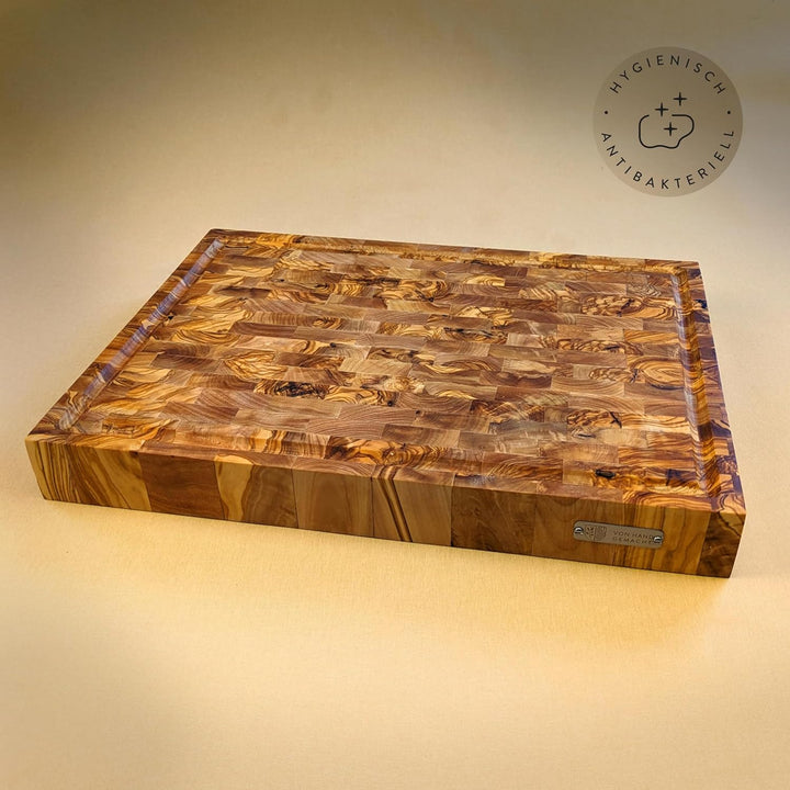 DAS OLIVENHOLZBRETT® Exklusives Mosaik Schneidebrett Mit Saftrille / Hirnholzbrett Aus Olivenholz /