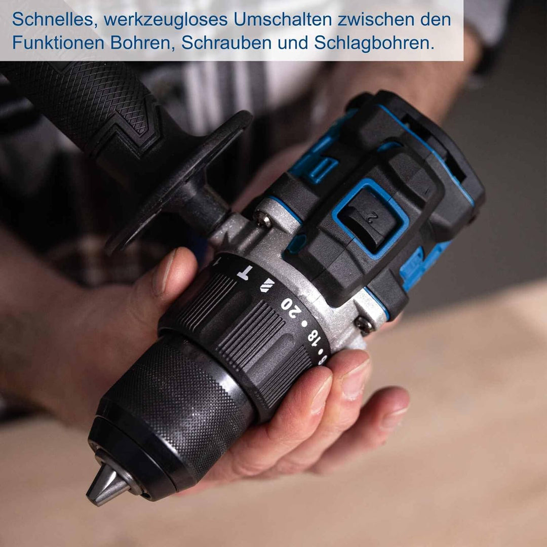 Scheppach Akku Schlagbohrschrauber BC-CD70SC-X mit starken 70Nm Drehmoment | Schlagzahl 1800-27000bp