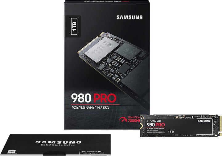 Samsung 980 PRO NVMe M.2 SSD, 1 TB, PCIe 4.0, 7.000 MB/s Lesen, 5.000 MB/s Schreiben, Interne SSD fü