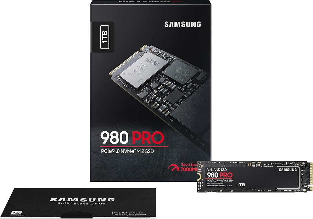 Samsung 980 PRO NVMe M.2 SSD, 1 TB, PCIe 4.0, 7.000 MB/s Lesen, 5.000 MB/s Schreiben, Interne SSD fü