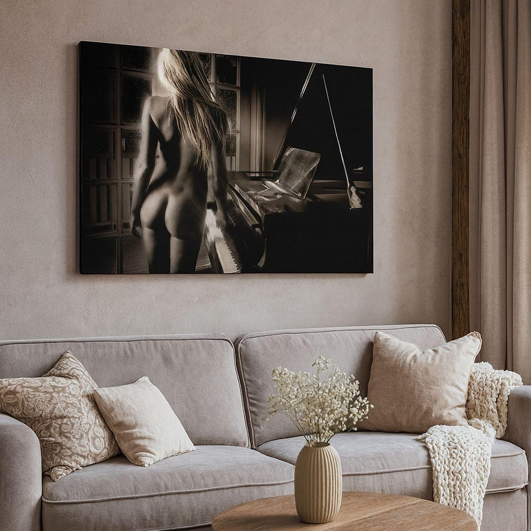 ARTTOR Bilder auf Leinwand 100x70cm Leinwandbild Frau Nackt Geheimnis Gross Wanddeko Bild Schlafzimm