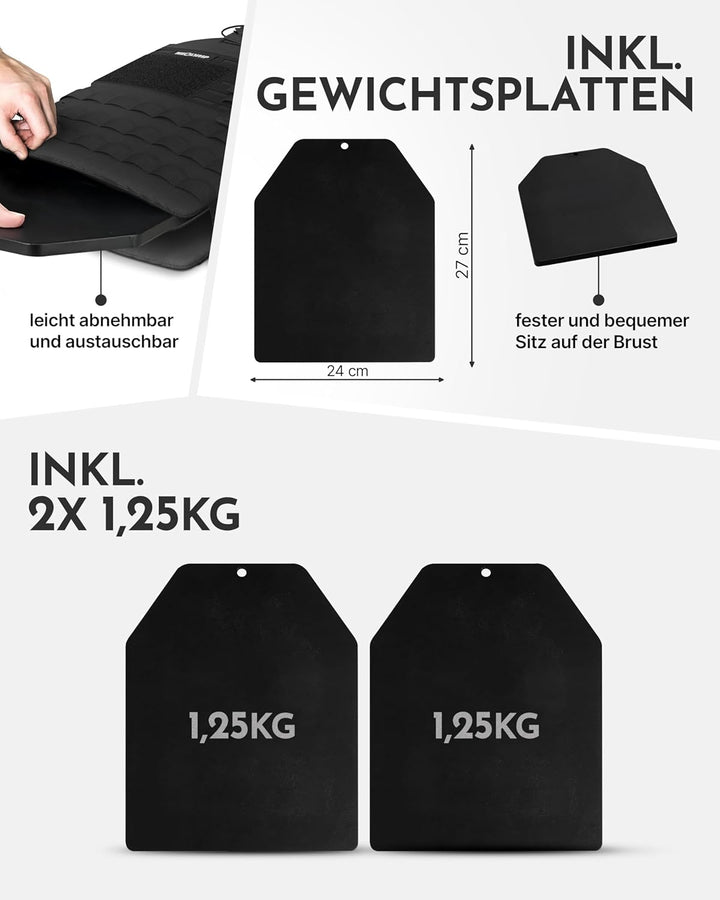 NEOLYMP Gewichtsweste – Unisex Weighted Vest – Plattenträger Weste mit Tasche – Kein Verrutschen – A