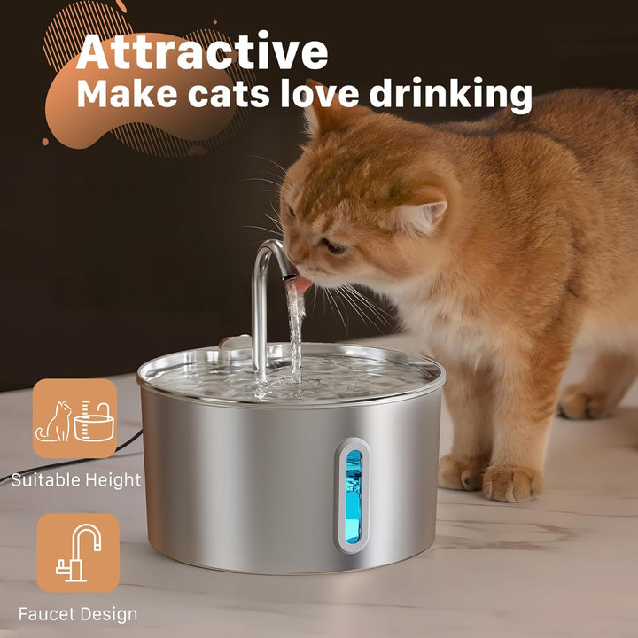 Katzenbrunnen Edelstahl Trinkbrunnen für Katze: Katzenbrunnen für Katzen Hunde - Ultra-Quiet Katzen