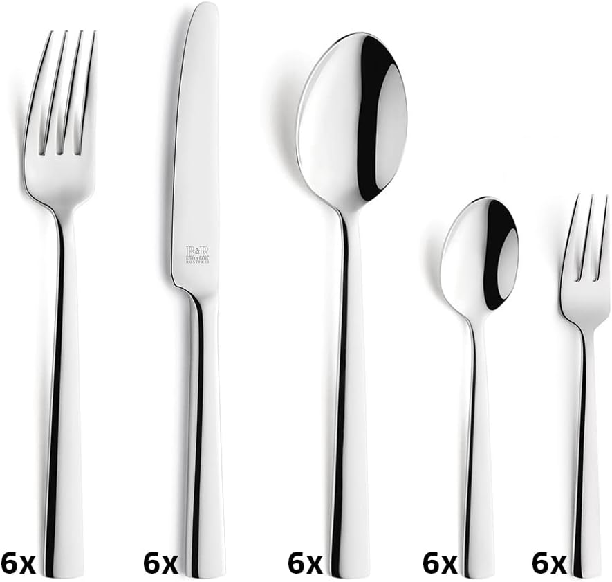 Beckmann & Rommerskirchen Besteckset 30-teilig 3591 MANO | Spülmaschinengeeignet | Satiniert | Essbe