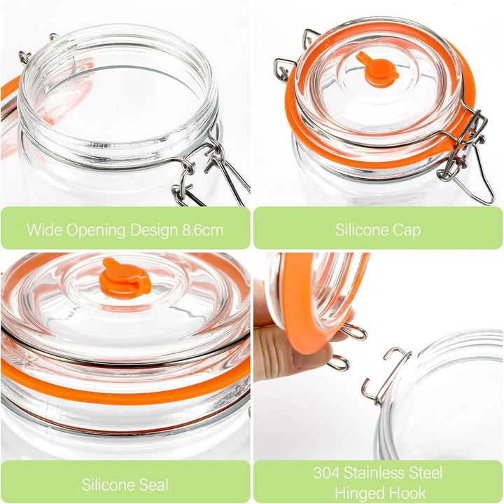 2 Stück Fermentierglas,1300ml Fermentationsglas mit Deckel, Einmachglas mit Gärventi & Gewicht, Ferm