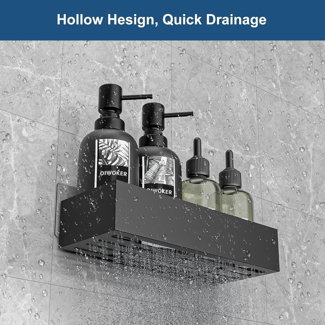 Duschablage Ohne Bohren - Duschregal Badezimmer Organizer Shampoo Halterung für Dusche Schwarz, 2 St