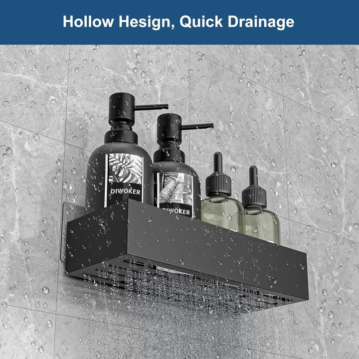 Duschablage Ohne Bohren - Duschregal Badezimmer Organizer Shampoo Halterung für Dusche Schwarz, 2 St