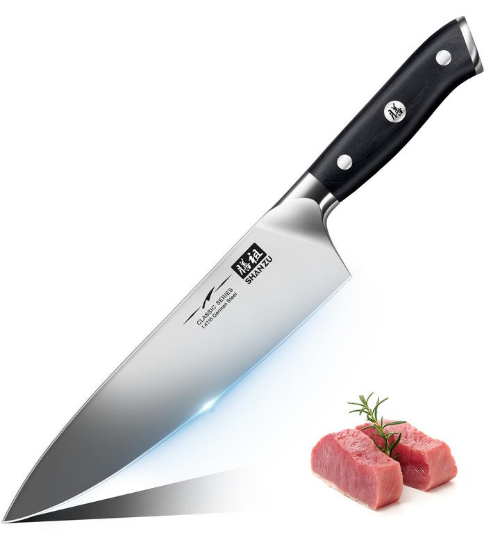 SHAN ZU Küchenmesser Kochmesser Profi Messer, Chefmesser 20cm Deutscher Edelstahl Extra Scharfe Mess