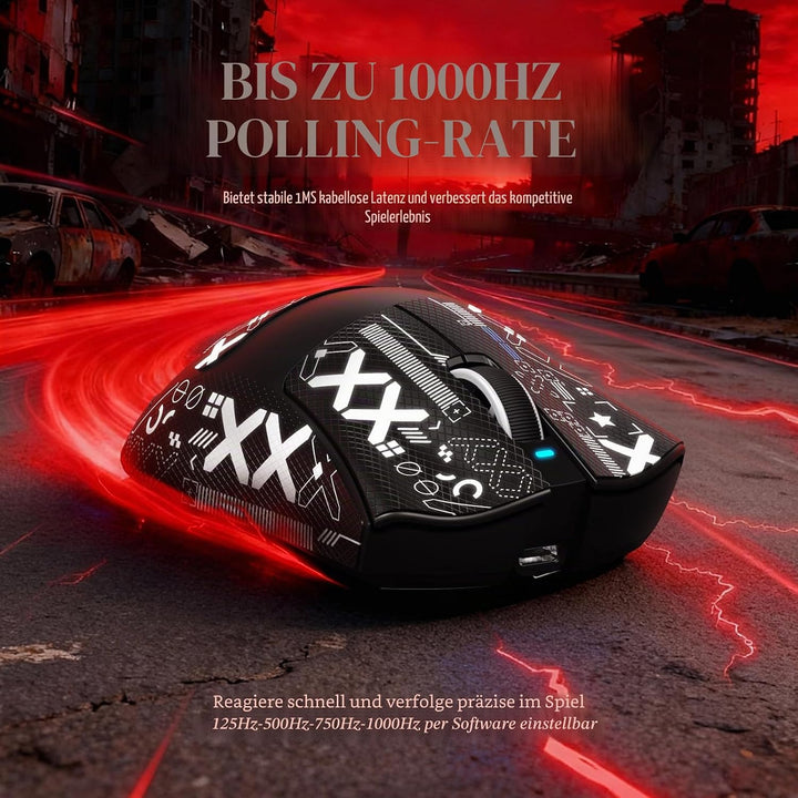 MAMBASNAKE x Attack Shark V3PRO Kabellose Gaming-Maus mit Magnetischer Ladestation,PAW3311-Sensor, B