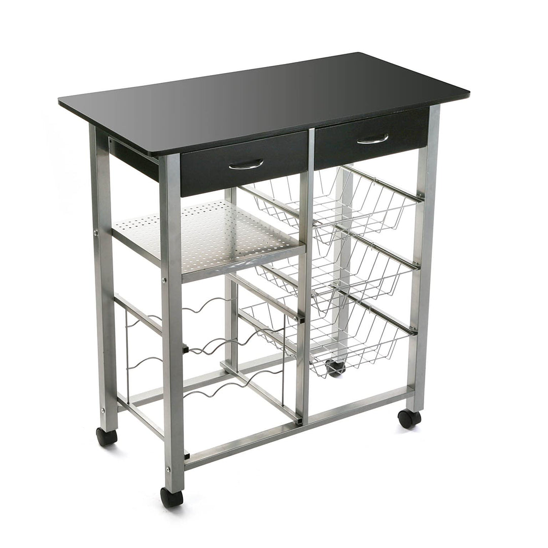 Versa Leicester Küchenwagen mit Rädern, Schubladen und Flaschenregal, Gemüsehändler, Küchenablage, M