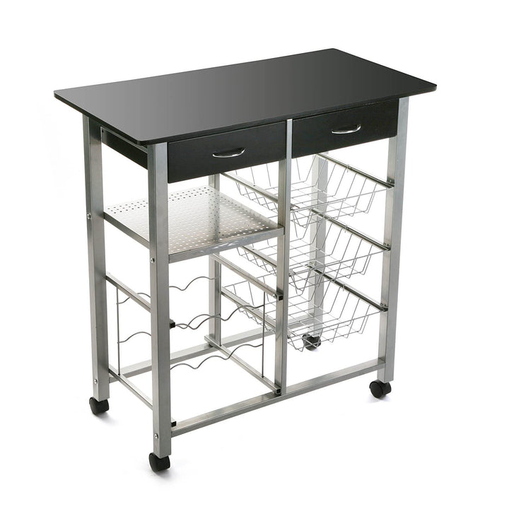 Versa Leicester Küchenwagen mit Rädern, Schubladen und Flaschenregal, Gemüsehändler, Küchenablage, M