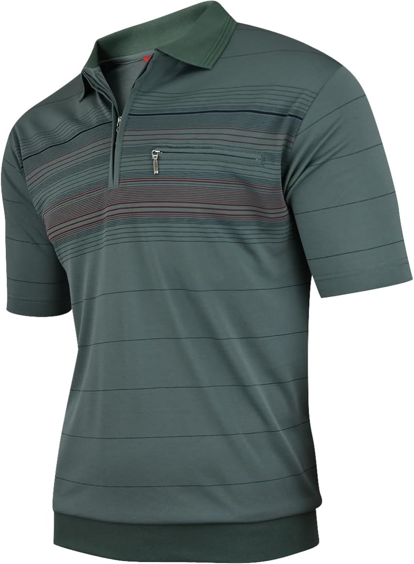 Soltice Poloshirts Herren Kurzarm, Gestreifte Polohemden mit Brusttasche, Blousonshirts aus Baumwoll