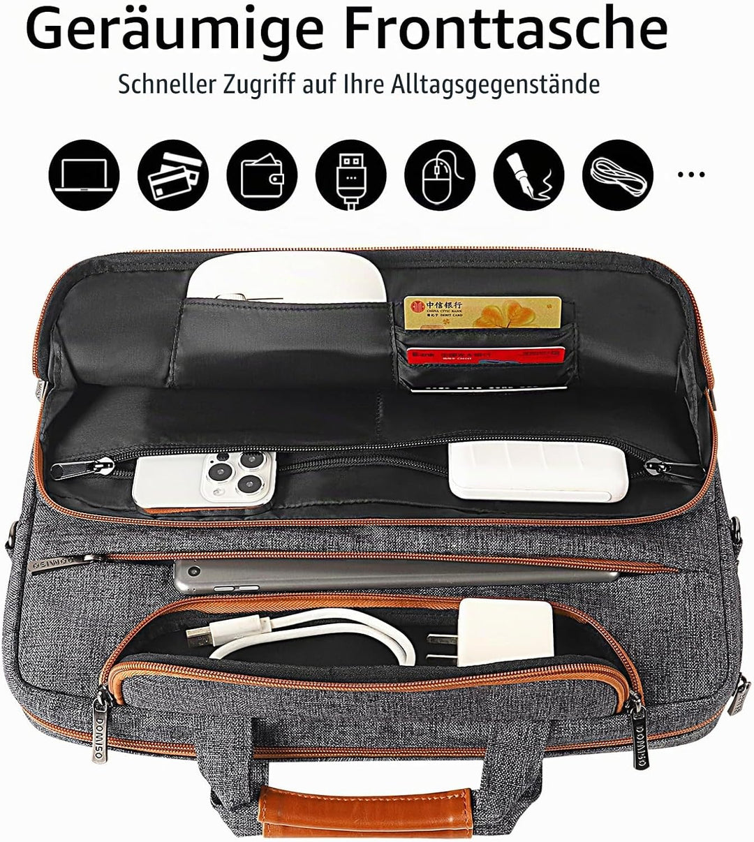 DOMISO 15-15,6 Zoll Wasserdicht Laptop Tasche Aktentasche Schultertasche Notebooktasche für 15.6" Le