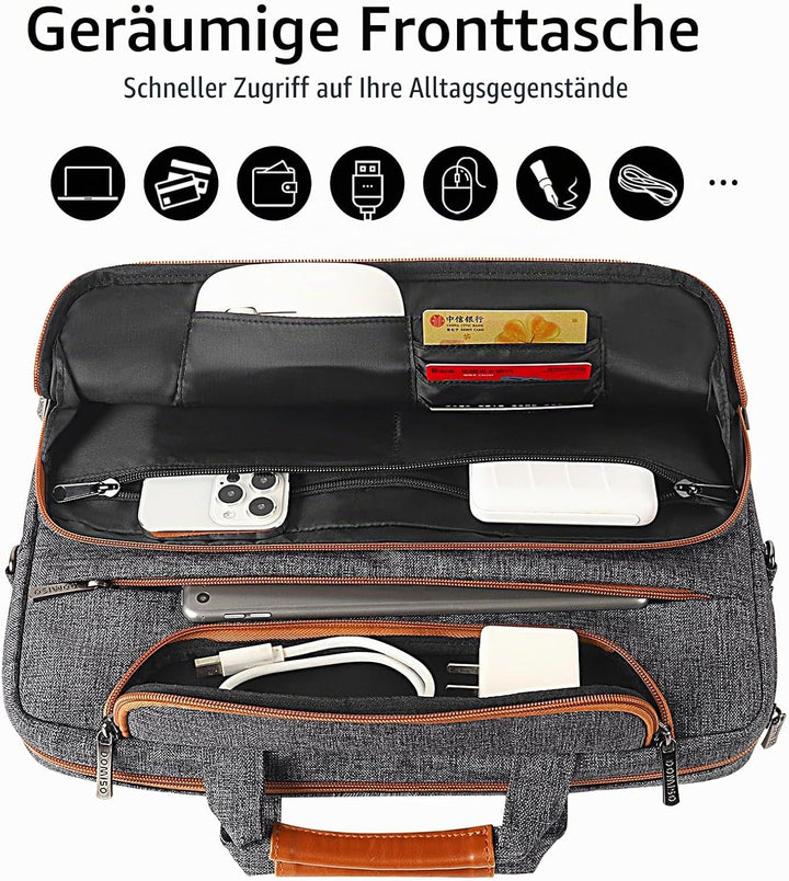 DOMISO 15-15,6 Zoll Wasserdicht Laptop Tasche Aktentasche Schultertasche Notebooktasche für 15.6" Le
