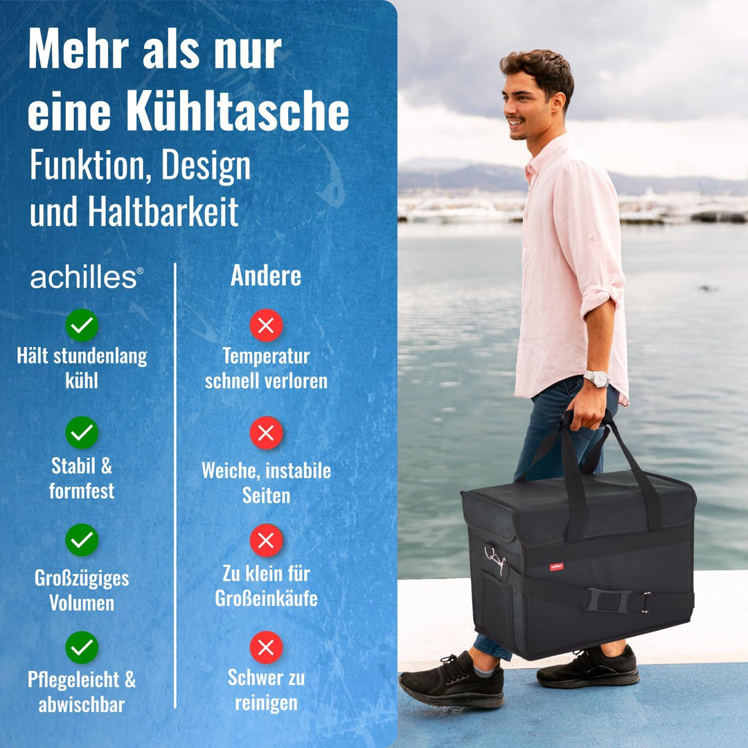 achilles Kühltasche Faltbar – Lunchtasche Herren und Damen – Lange Kühlzeit – Faltbare Kühlbox für U