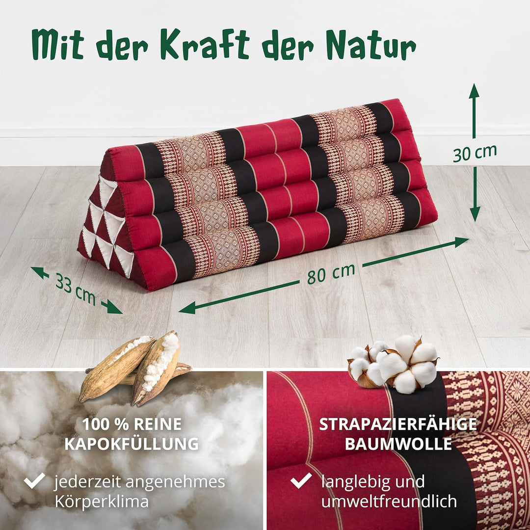 livasia Rückenstützkissen breit für Paare, Dreieckskissen für Garten und Balkon, Keilkissen mit Kapo
