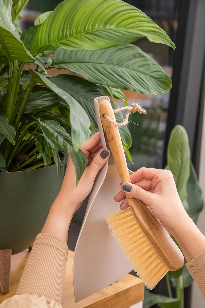 Eco Natural Kehrschaufel Set - Handfeger und Schaufel - Kehrgarnitur - PET-Borsten - Bambus