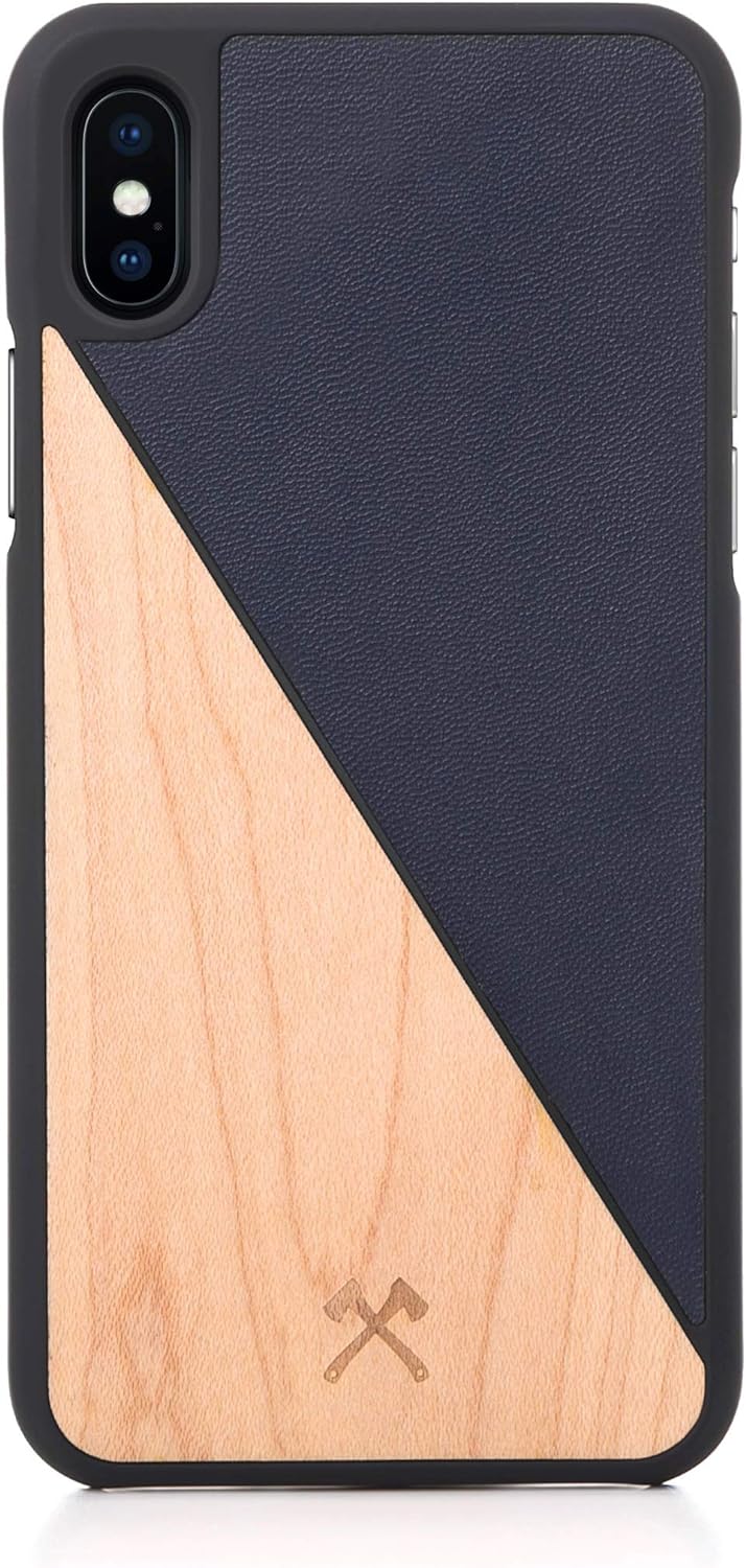 Woodcessories - Hülle kompatibel mit iPhone XS Max aus Echtholz - EcoSplit Case (Ahorn/Blau) Ahorn /