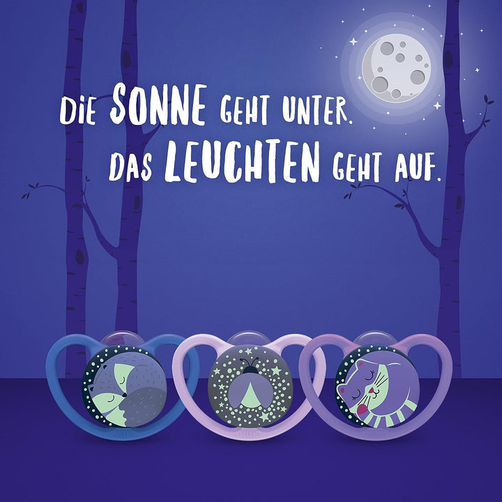 NUK Space Day & Night Babyschnuller | 18-36 Monate | Im Dunkeln leuchtende Schnuller mit zusätzliche