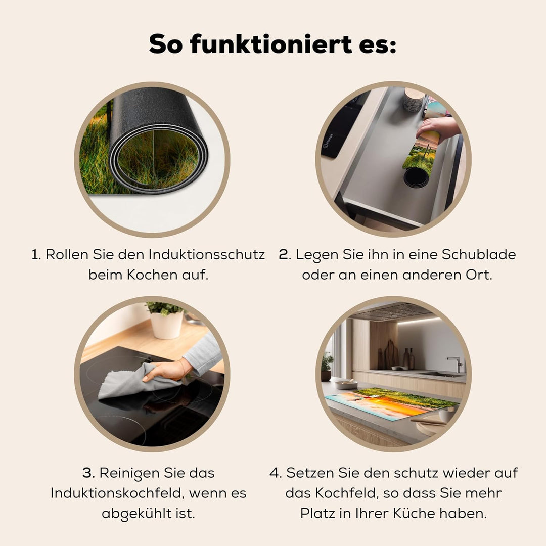 Herdabdeckplatte Einteilig Herdabdeckung Abdeckplatte für Ceranfeld Abdeckung Induktionskochfeld Auf