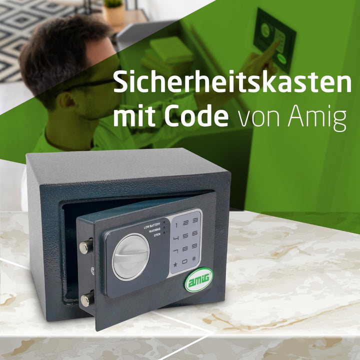Amig - Tresor mit Tastaturöffnung | Notsicherheitsschlüssel und Knauf | Anti-Bumping-System | Safe z