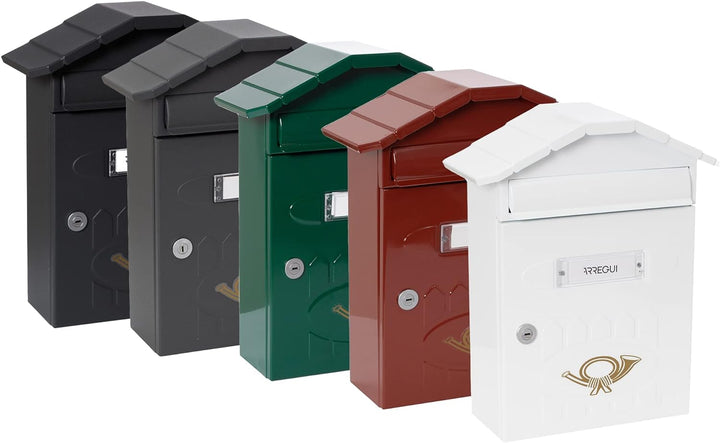 ARREGUI Villa E5004 Individueller Briefkasten aus Stahl, Grösse M (DIN A4), strukturiert schwarz, 36