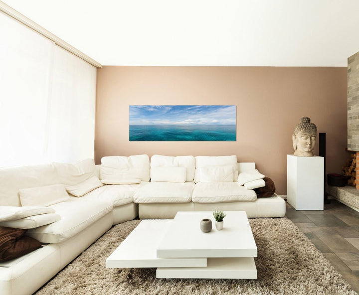 Paul Sinus Art Panoramabild auf Leinwand und Keilrahmen 120x40cm Meer Ozean Wolken Himmel