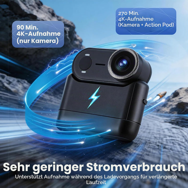 4K 30FPS Action Cam, 64GB POV-Kamera, 10m wasserdicht Bodycam – Mini Helmkamera für Motorrad &amp; Fahrr