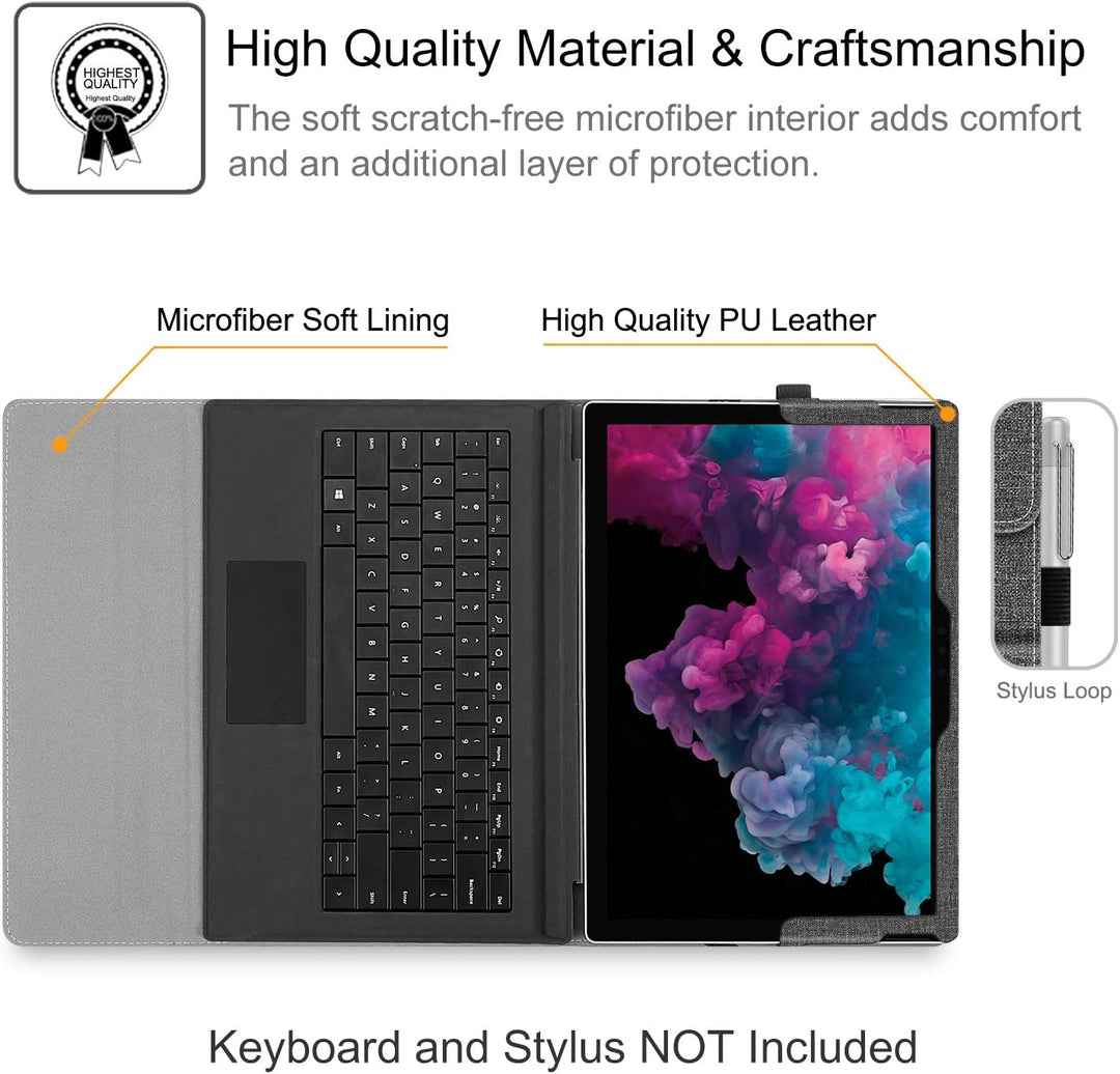 Fintie Hülle für Microsoft Surface Pro 7+ / 7/6 / 5/4 / 3 - Multi-Sichtwinkel Kunstleder Tasche Schu