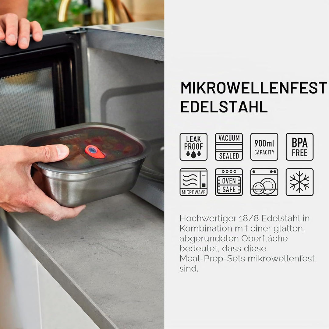 BLACK + BLUM - Lunchbox - Mikrowellengeeignete Edelstahl-Lunchbox ohne Kunststoff mit auslaufsichere