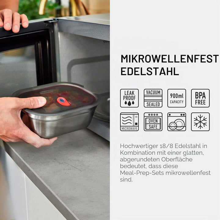 BLACK + BLUM - Lunchbox - Mikrowellengeeignete Edelstahl-Lunchbox ohne Kunststoff mit auslaufsichere