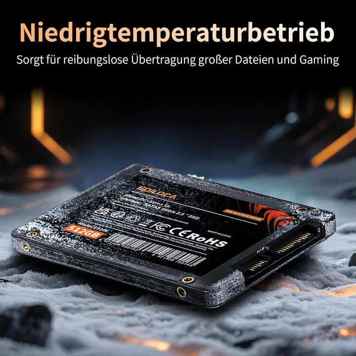 Ediloca SSD 512GB, SSD Festplatte Intern, 2.5" SATA III, bis zu 550MB/s, 3D NAND TLC, Kompatibel mit