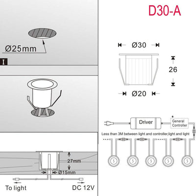 20er RGBWW (4 in 1) 0.6W LED Bodeneinbauleuchten Ø31mm Einbaustrahler LED DC12V Boden Licht IP67 Was