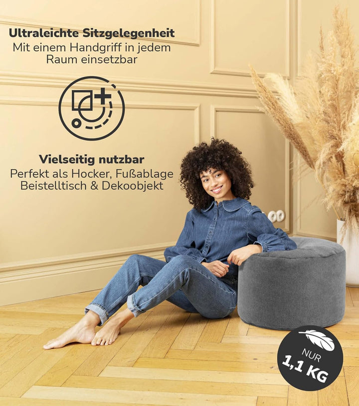 mokebo® Minipouf, Hocker o. Bodenkissen 50x30cm 'Der Ruhepouf' Sitzhocker rund & Fusshocker fürs Woh