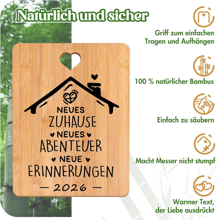 Einzugsgeschenke Haus, Geschenk zum Einzug - Bambus Schneidebrett, Einzugsgeschenke Wohnung, Geschen