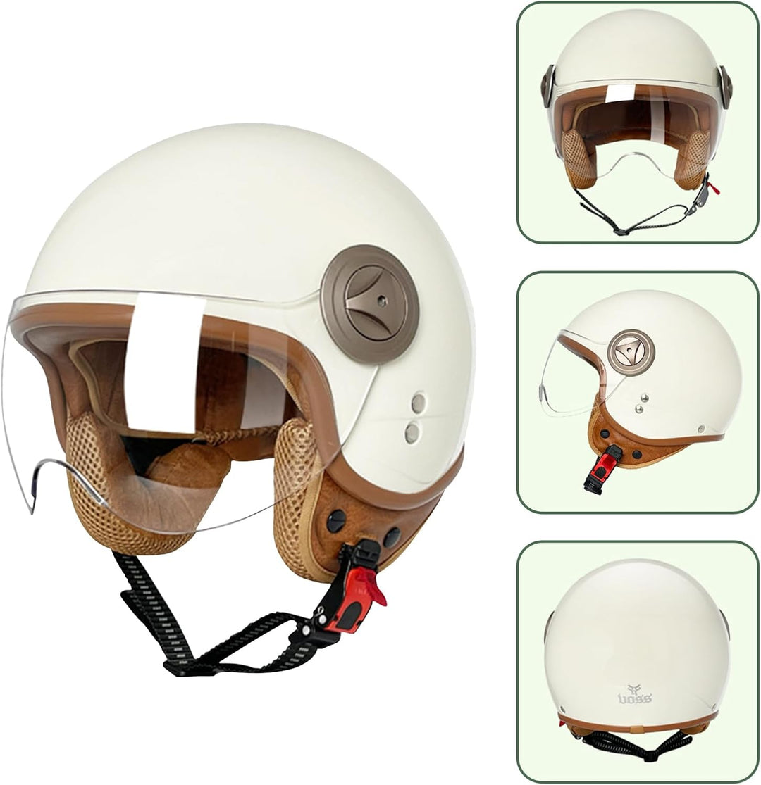 Erwachsenen Motorradhelm Scooter-Helm, Mode Halboffener Helm Mit Schutzbrille, Hat Den Verkehrssiche
