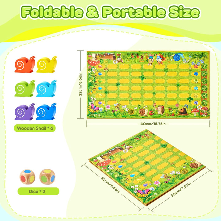 Kleine Schnecke Spiel, Klassiker Brettspiel Familienspiel für 2-6 Kinder, Montessori Gesellschaftssp