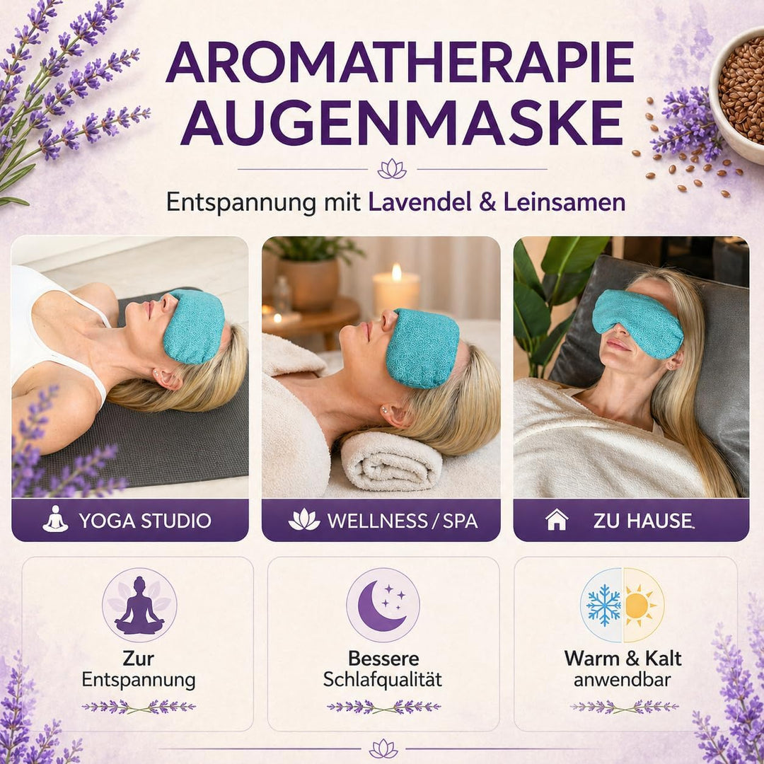 Augenkissen mit Leinsamen &amp; Lavendel Füllung I Waschbarer Baumwollbezug I Augenmaske zur Entspannung