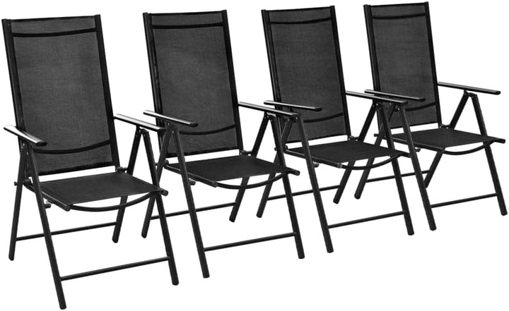 vidaXL 4X Gartenstuhl Alu 54x73x107 cm Klappstuhl Hochlehner Campingstuhl Stuhl Schwarz 4/4, Schwarz