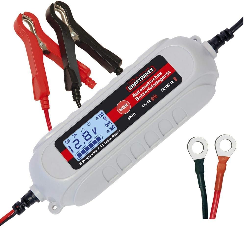 Dino KRAFTPAKET 136102 12V-600A Starthilfegerät 66.6Wh 18000mAh & 136312 Batterieladegerät 6V/12V-4A