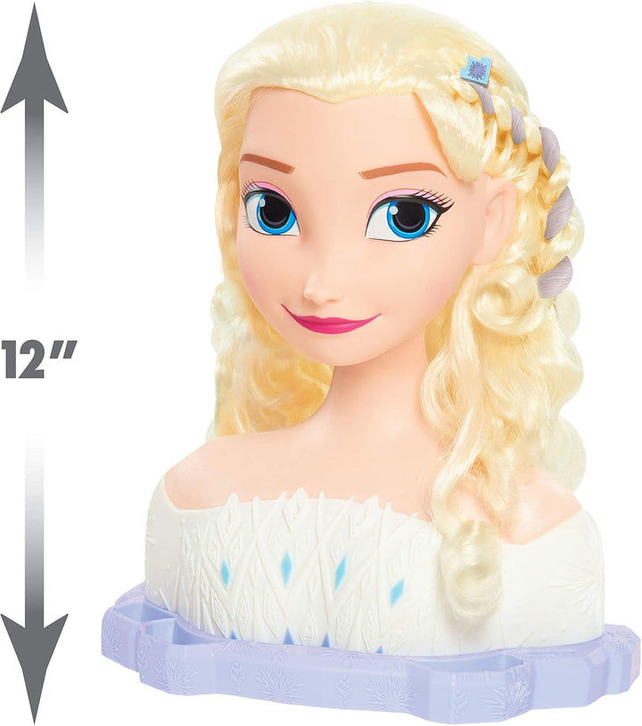 Just Play Disney Die Eiskönigin 2 Deluxe-Frisierkopf ELSA mit Zubehör, 17-teilig, Kinderspielzeug ab