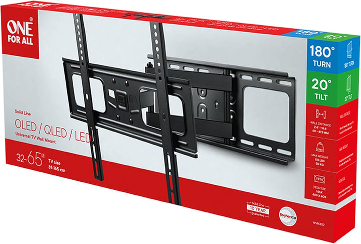 One for All for All TV-Wandhalterung - Schwenkbar 180°/Neigbar/Ausziehbare Fernseher Halterung - 4K