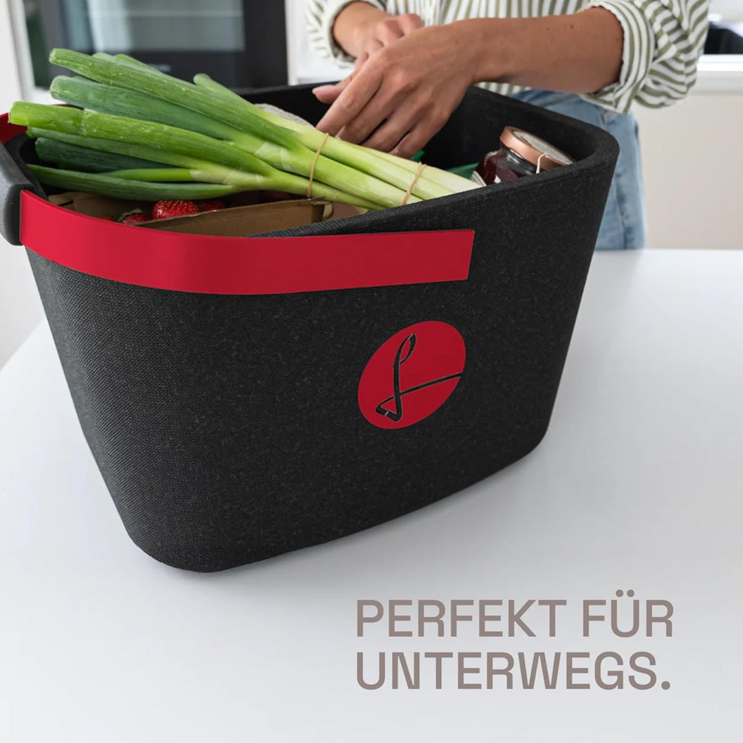 LIEBLINGSKORB Edge Black weinrot inkl. Deckel - ultraleichter, kippsicherer & formstabiler Einkaufsk