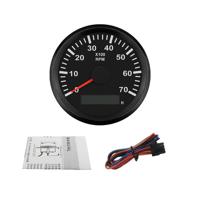 ELING Drehzahlmesser Drehzahlmesser Mit Betriebsstundenzähler Für Auto Lkw Boot Yacht 0-7000RPM 85mm