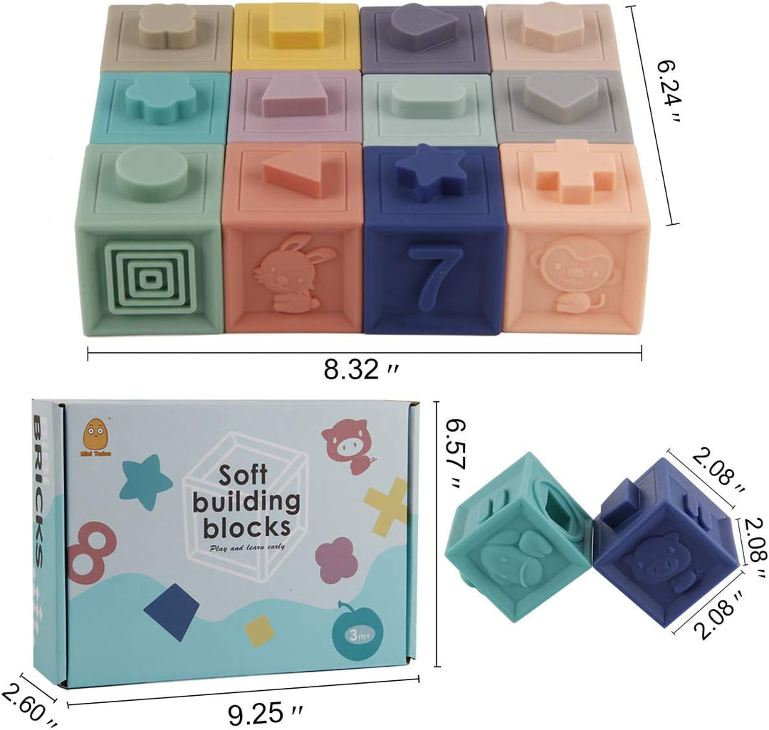 Mini Tudou Baby Bausteine Spielzeug Stapelwürfel Bauen Motorikspielzeug Baby Beissring,Lehrreich Ler