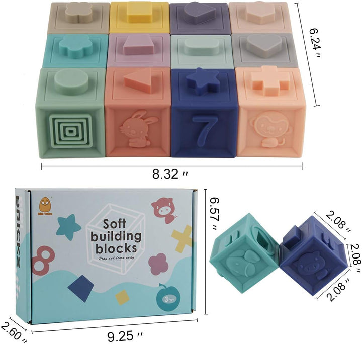 Mini Tudou Baby Bausteine Spielzeug Stapelwürfel Bauen Motorikspielzeug Baby Beissring,Lehrreich Ler