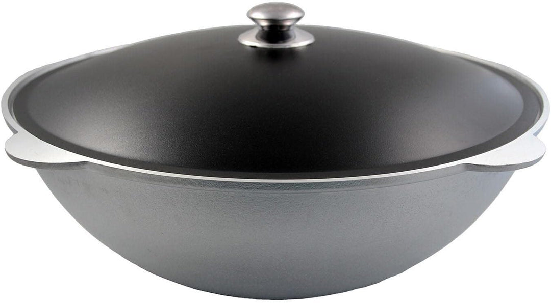 Kukmara Limitierter Kazan Wok Asien Tatarskij mit Deckel Aluguss Kasan 15 Liter schwarzer Deckel